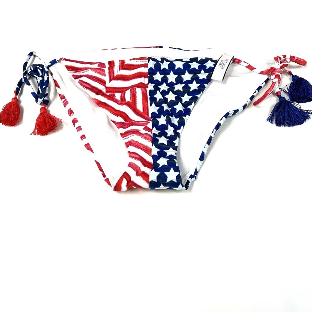 NEW Victorias Secret Large Teeny Cheeky Bikini Bottoms Stars Stripes 8VM #2562